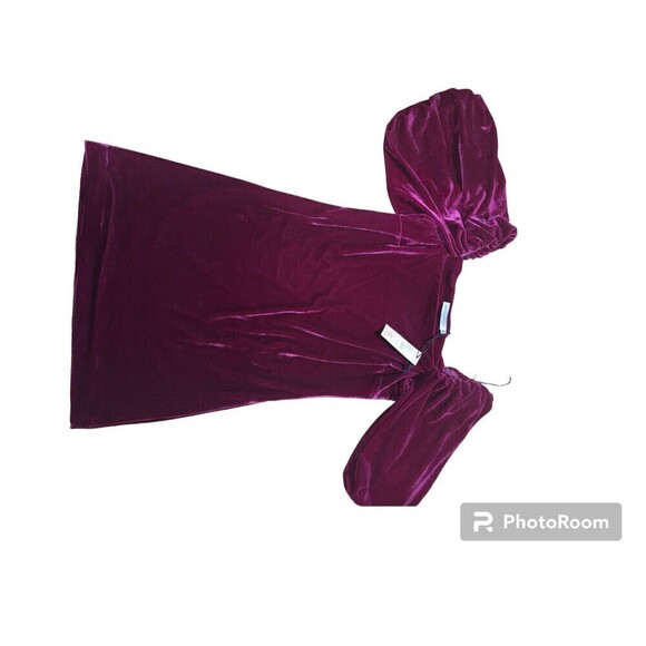 Rebecca Minkoff Fuchsia Vienne Velvet Square Neck Short Puff Sleeve Mini Dress - Picture 10 of 11